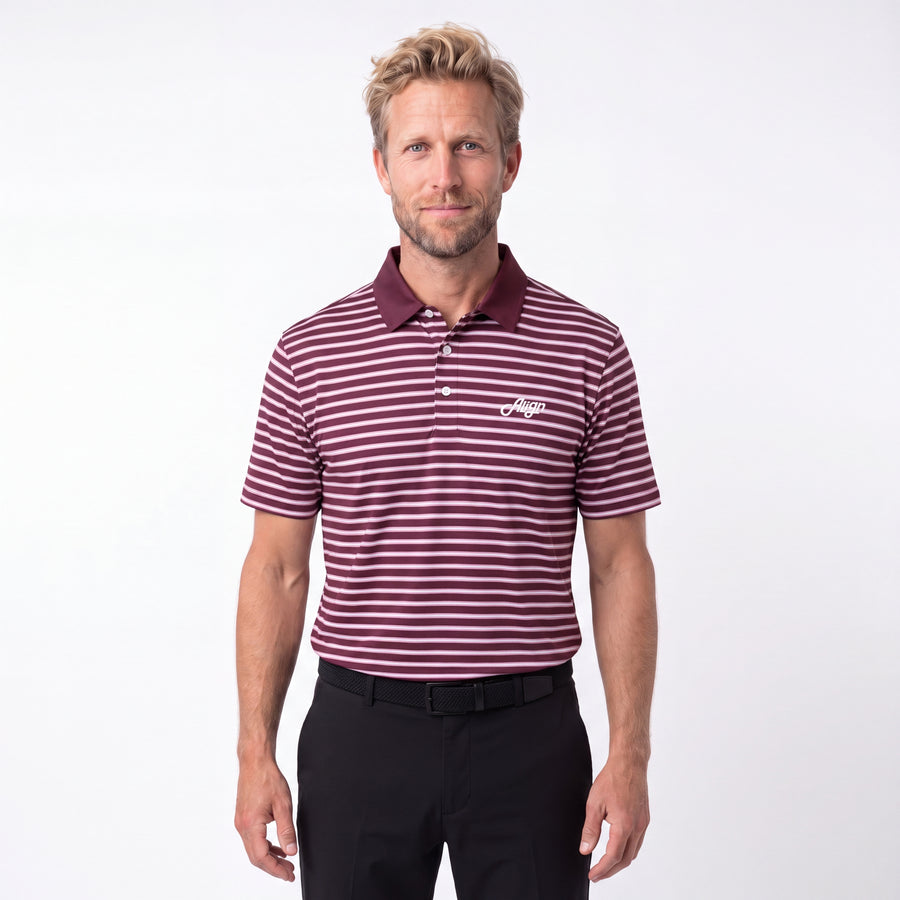 Brun stribet golf polo til herre fra Align Golf