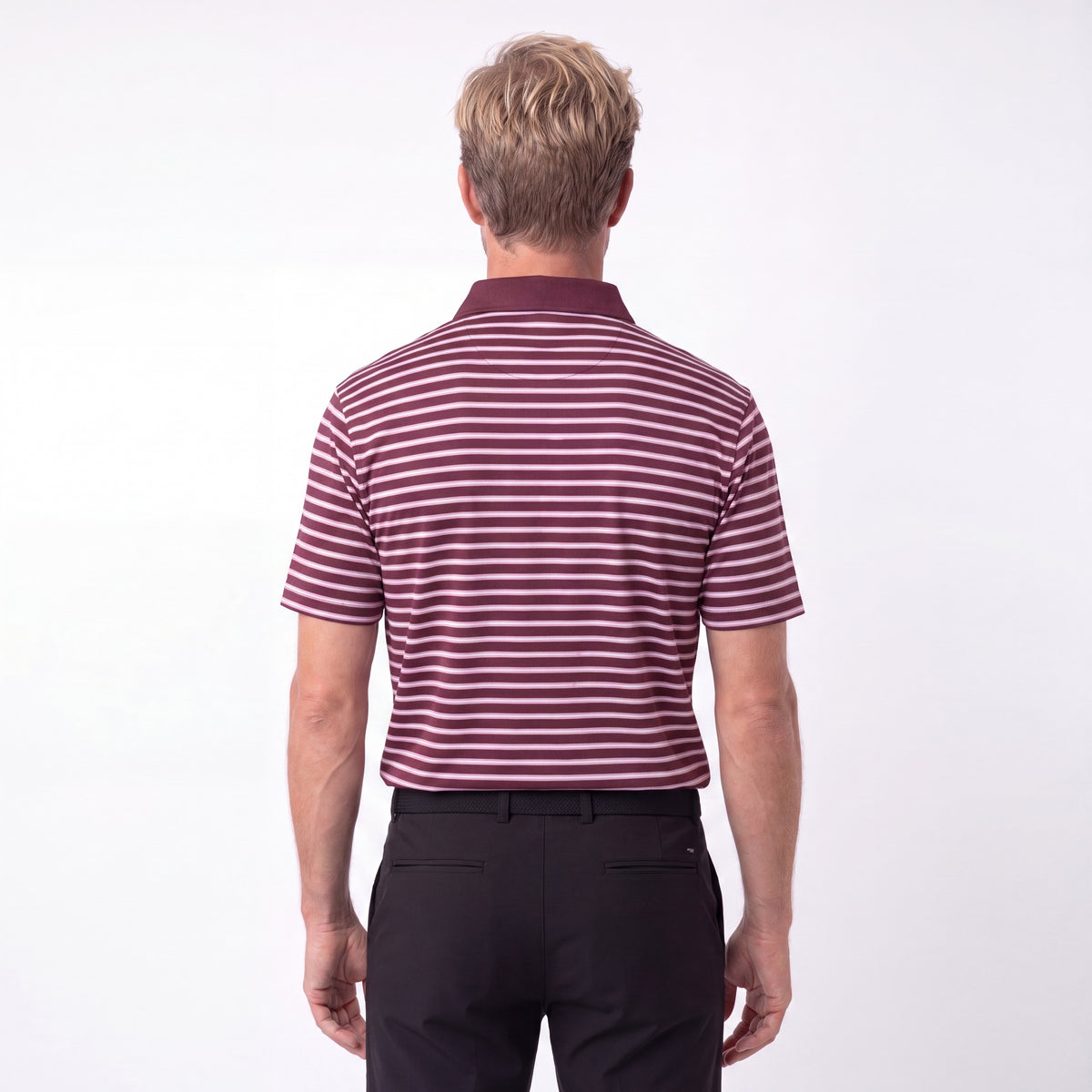 Brun stribet golf polo til herre fra Align Golf 
