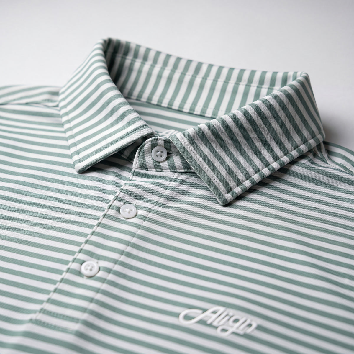 Gron og hvid stribet golf polo til herre fra Align Golf