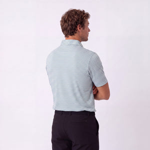 Gron og hvid stribet golf polo til herre fra Align Golf