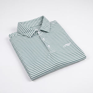 Gron og hvid stribet golf polo til herre fra Align Golf