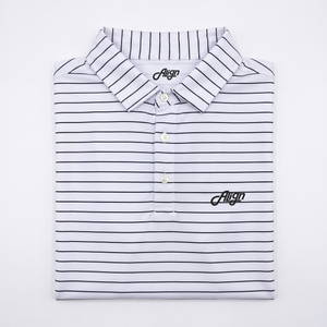Hvid og sort stribet golf polo til herre fra Align Golf