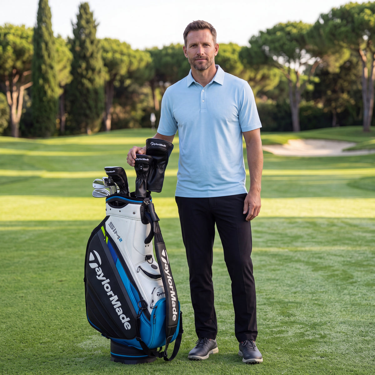 Lyseblå golf polo til herre fra Align Golf