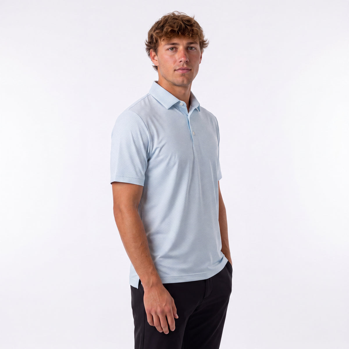 Lyseblaa golf polo til herre fra Align Golf