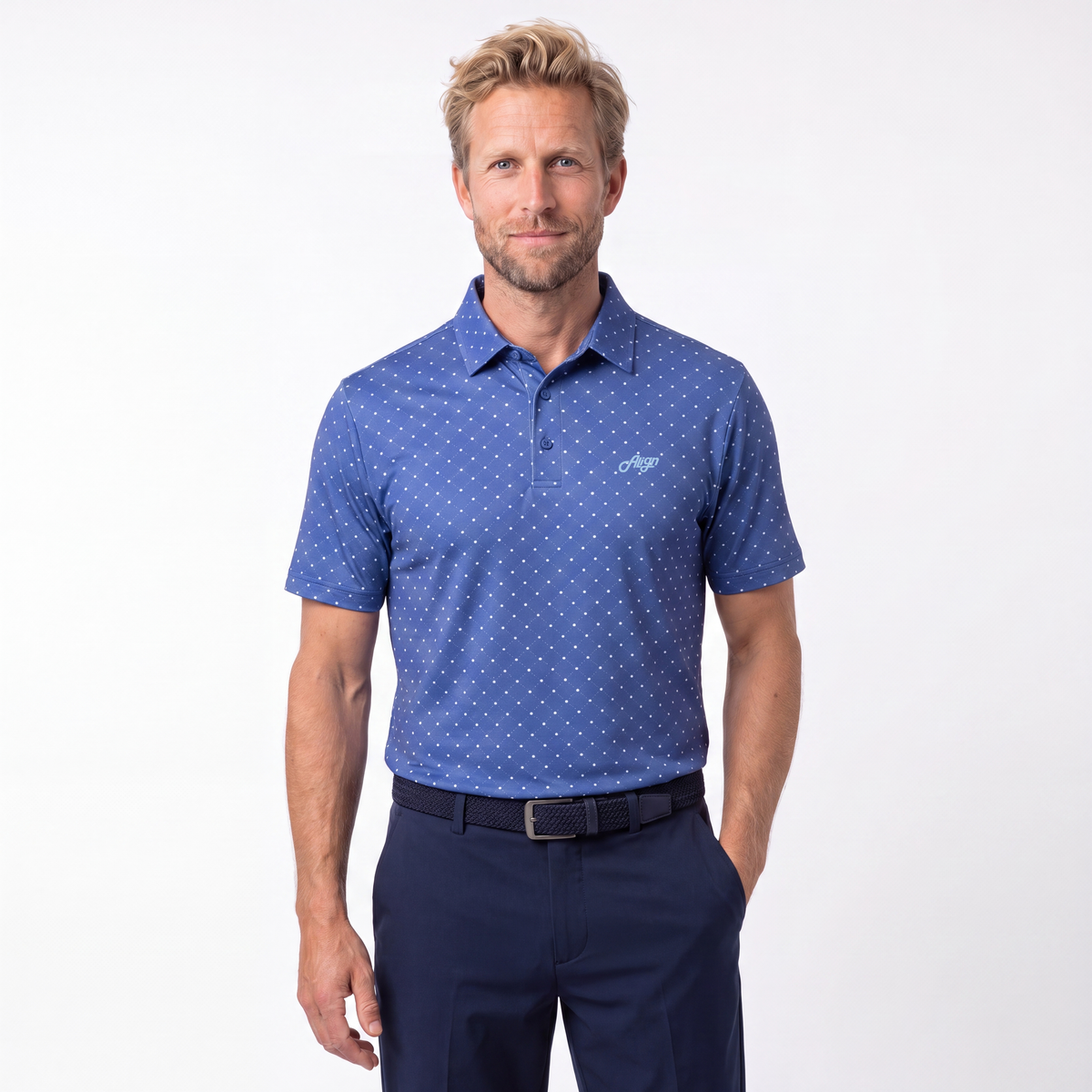 blaa golf polo til herre fra Align Golf