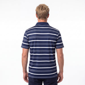 blå hvid stribet golf polo til herre fra Align Golf
