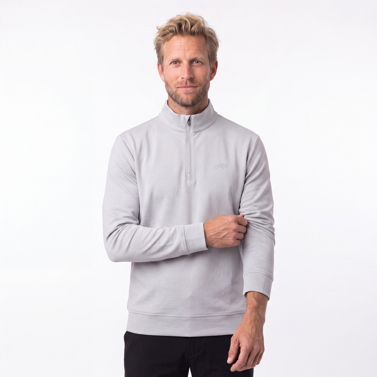 Lysegrå golf half zip til herre fra Align Golf